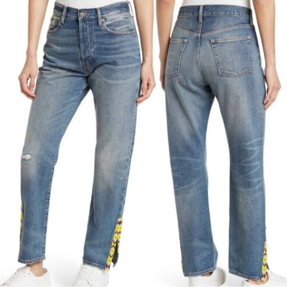 NEW Polo Ralph Lauren The Callen High Rise Slim Button Fly Beaded Navajo Jean